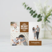 Rustiek Koper Kerstmis 3 Foto Collage Feestdagenkaart (Staand voorkant)