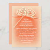 Rustiek  Koraal Kleur bruiloft uitnodiging (Voorkant / Achterkant)