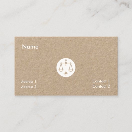 Rustiek Kraf&white - Weegschaal sterrenbeeld Visitekaartje (Voorkant)