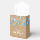 Rustiek Kraft Blue Raindrops Baby shower Bedankdoosjes (Geopend)