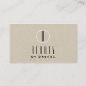 Rustiek Kraft Bruin Minimaal Natuurlijk Monogram L Visitekaartje (Voorkant)