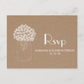 Rustiek Kraft Bruin Papier Bloemen Huwelijk RSVP Uitnodiging Briefkaart (Voorkant)