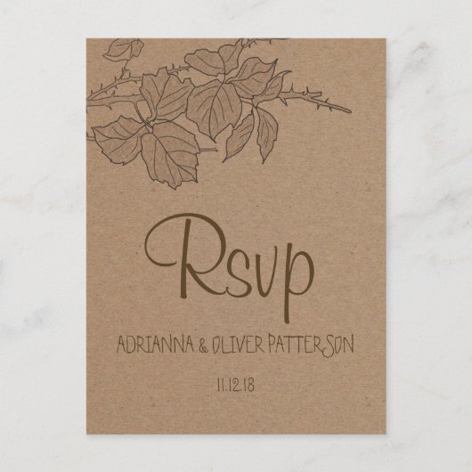 Rustiek Kraft Bruin Papier Verlaat Huwelijk RSVP Uitnodiging Briefkaart (Voorkant)
