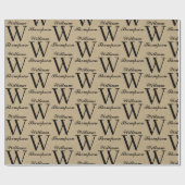 Rustiek Kraft Bruin Script Kalligrafie Monogram Cadeaupapier (Vlak)