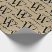 Rustiek Kraft Bruin Script Kalligrafie Monogram Cadeaupapier (Hoek)