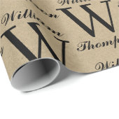 Rustiek Kraft Bruin Script Kalligrafie Monogram Cadeaupapier (Rol Hoek)
