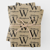 Rustiek Kraft Bruin Script Kalligrafie Monogram Inpakpapier Vel (In situ)