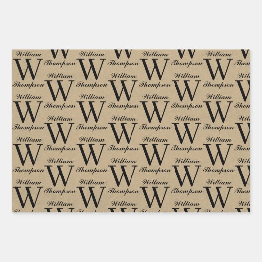 Rustiek Kraft Bruin Script Kalligrafie Monogram Inpakpapier Vel (Voorkant)