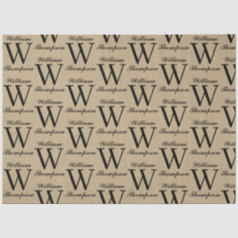 Rustiek Kraft Bruin Script Kalligrafie Monogram Tissuepapier