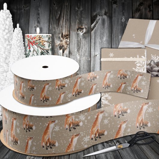 Rustiek Kraft Elegant Sneeuwrood Vos Grosgrain Lint