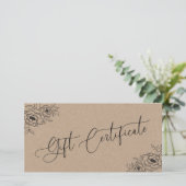 Rustiek Kraft getekend Floral Beauty Cadeaubon (Staand voorkant)
