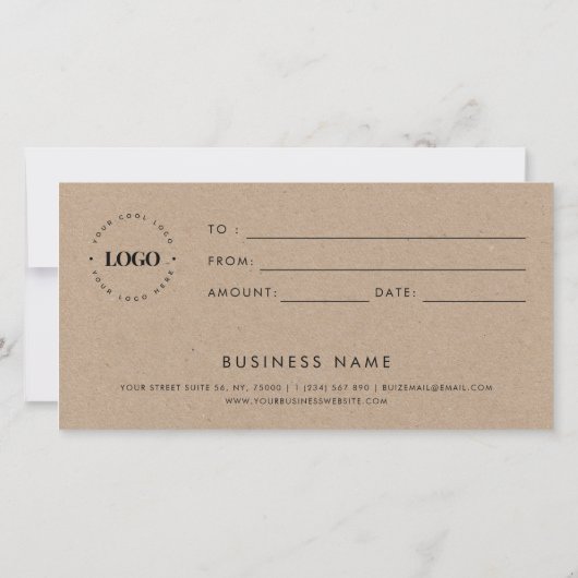 Rustiek Kraft getekend Floral Beauty Cadeaubon (Achterkant)