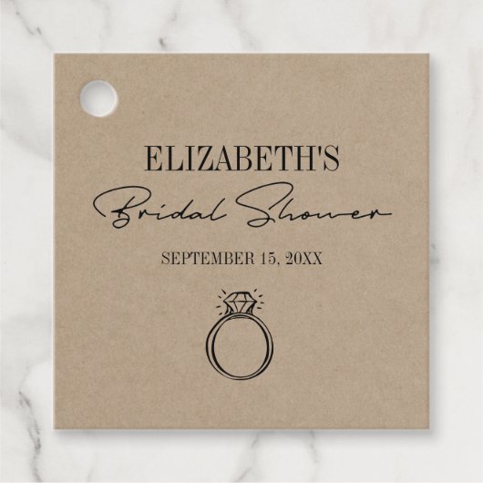 Rustiek Kraft Modern Script Vrijgezellenfeest met  Bedankjes Labels (Voorkant)