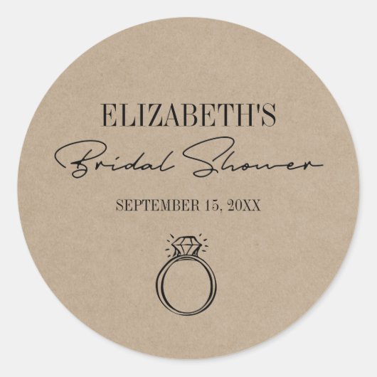 Rustiek Kraft Modern Script Vrijgezellenfeest met Ronde Sticker (Voorkant)
