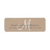 Rustiek Kraft Monogram voor bruiloften Etiket (Voorkant)