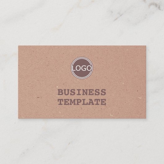 Rustiek Kraft Papier  Bruin Eenvoudig met Logo Visitekaartje (Voorkant)