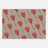 Rustiek Kraft Papier Karmijn Rode Knoppen Bloesems Inpakpapier Vel (Voorkant 3)