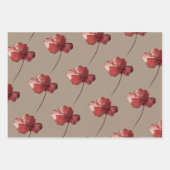 Rustiek Kraft Papier Karmijn Rode Knoppen Bloesems Inpakpapier Vel (Voorkant 2)