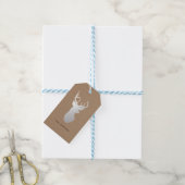 Rustiek Kraft Papier Kerst Zilver Rendier Cadeaulabel (Met Touw)