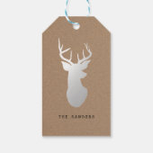 Rustiek Kraft Papier Kerst Zilver Rendier Cadeaulabel (Achterkant)