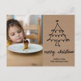 Rustiek Kraft Papier Kerstboom Typografie Foto Feestdagenkaart