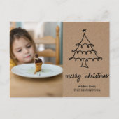 Rustiek Kraft Papier Kerstboom Typografie Foto Feestdagenkaart (Voorkant)