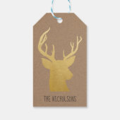 Rustiek Kraft Papier Kerstmis Goud Rendier Cadeaulabel (Achterkant)