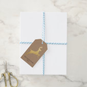 Rustiek Kraft Papier Kerstmis Goud Rendier Cadeaulabel (Met Touw)