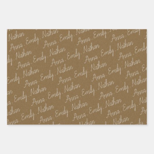 Rustiek Kraft Papier Witte Familienaam Kerstmis Inpakpapier Vel (Voorkant 2)