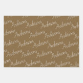 Rustiek Kraft Papier Witte Familienaam Kerstmis Inpakpapier Vel (Voorkant)