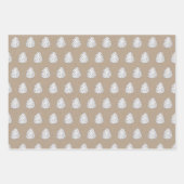 Rustiek Kraft Papier Witte Winter Pine Kegels Mode Inpakpapier Vel (Voorkant)