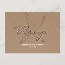 Rustiek Kraft Papier Zeester Nautische Huwelijk RS Uitnodiging Briefkaart