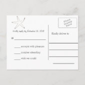 Rustiek Kraft Papier Zeester Nautische Huwelijk RS Uitnodiging Briefkaart (Achterkant)