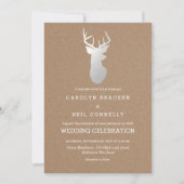 Rustiek Kraft Papier Zilver Antler Wedding Kaart (Voorkant)