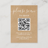 Rustiek Kraft Script RSVP QR Code Informatiekaartje (Voorkant)