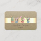 Rustiek, Kraft Stripe Succulenten Visitekaartje (Voorkant)