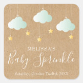 Rustiek Kraft Twinkle Sprinkle Baby shower Vierkante Sticker (Voorkant)