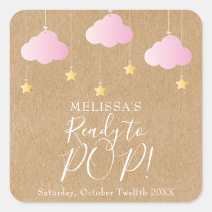 Rustiek kraft twinkle twinkle klaar om te POP roze Vierkante Sticker