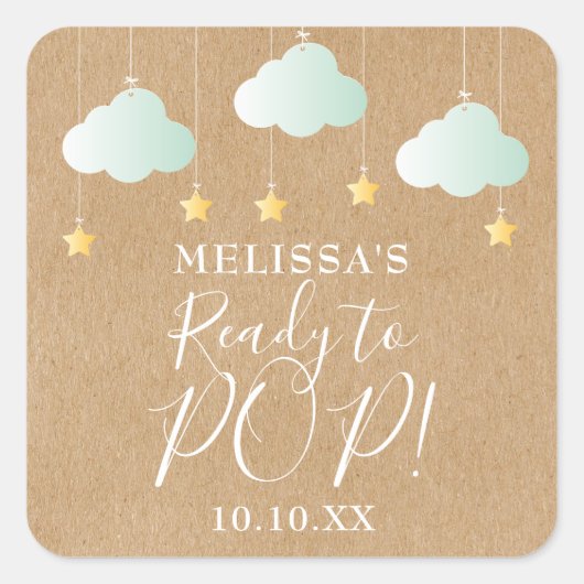 Rustiek kraft twinkle twinkle Ready to POP Vierkante Sticker (Voorkant)