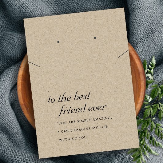 RUSTIEK KRAFT VRIEND CADEAU KETTING OORBEL KAART PLAATSKAARTJE