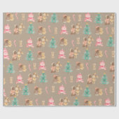 Rustiek Kraft zwart Baby Meisje's Eerste Kerstmis Cadeaupapier (Vlak)