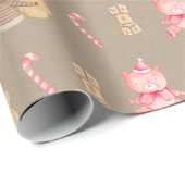 Rustiek Kraft zwart Baby Meisje's Eerste Kerstmis Cadeaupapier (Rol Hoek)