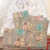 Rustiek Kraft zwart Baby Meisje's Eerste Kerstmis Inpakpapier Vel