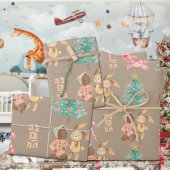 Rustiek Kraft zwart Baby Meisje's Eerste Kerstmis Inpakpapier Vel