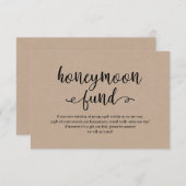 Rustiek kraft zwart script, Wedding Honeymoon Fund Informatiekaartje (Voorkant / Achterkant)