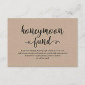 Rustiek kraft zwart script, Wedding Honeymoon Fund Informatiekaartje (Voorkant)