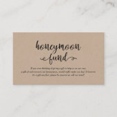 Rustiek kraft zwart script, Wedding Honeymoon Fund Informatiekaartje (Voorkant)