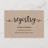 Rustiek kraft zwart script, Wedding Registry Informatiekaartje (Voorkant)