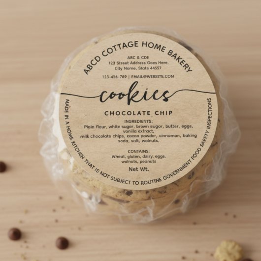 Rustiek Kraftpapier Cookies Label Cottage label