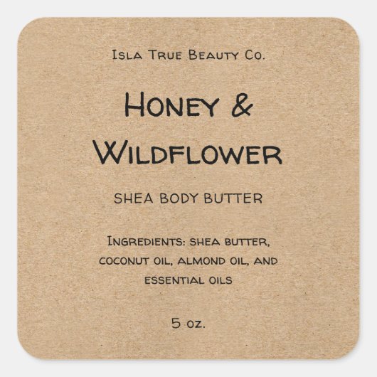 Rustiek Kraftpapier-document Natuurlijke Stijl Sch Vierkante Sticker (Voorkant)